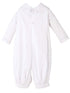 Baby Boys White Pleated Long Sleeve Baptism Romper Hat Set Newborn-24M - SophiasStyle.com